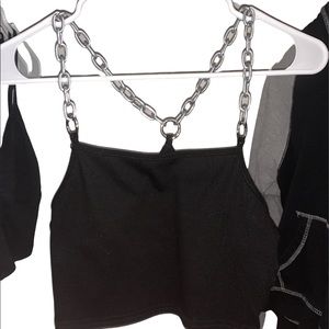 Black chain crop top small